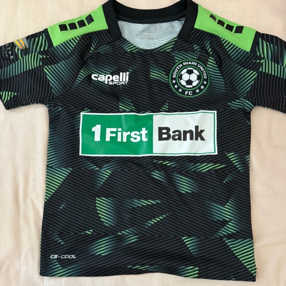 SOUTH MIAMI UNITED FC HUDSON MATCH JERSEY BLACK size 6-7 youth